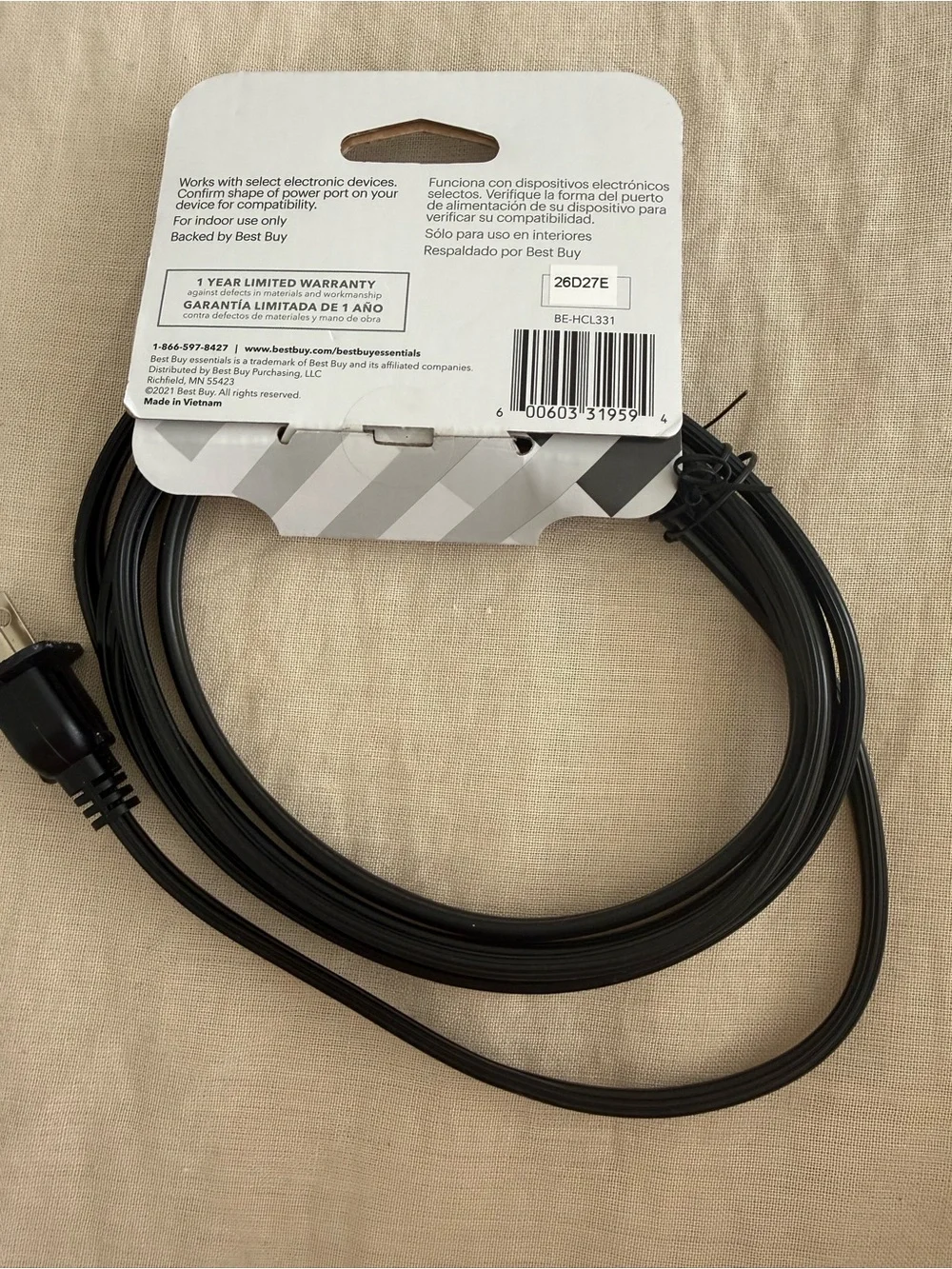 Best Buy Essentials 6' Non-Polarized Power Cord - Black
